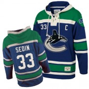 Old Time Hockey Vancouver Canucks NO.33 Henrik Sedin Men's Jersey (Blue Authentic Sawyer Hooded Sweatshirt)