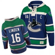 Old Time Hockey Vancouver Canucks NO.16 Trevor Linden Men's Jersey (Blue Premier Sawyer Hooded Sweatshirt)
